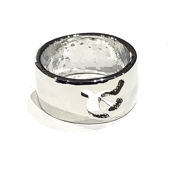 Elegant 925 Silver Filled Openwork Sickle Men & Women Ring Size 7 - Picture 1 of 8